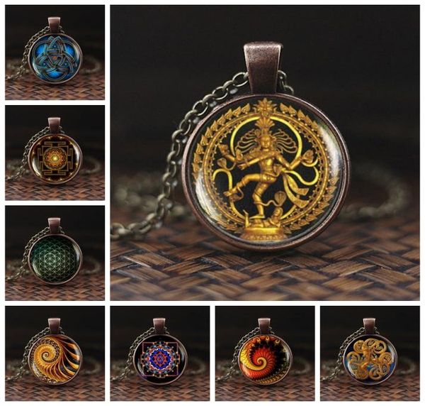 

golden buddha necklace dance of destruction lord shiva pendant glass buddhist jewelry hindu deity spiritual amulet necklace gift5291494, Silver