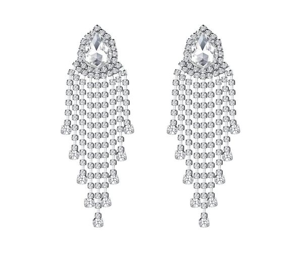 

dangle chandelier rhinestone earrings dangling tassel long sparkly sier prom party wedding for women ampdk6812262, Silver