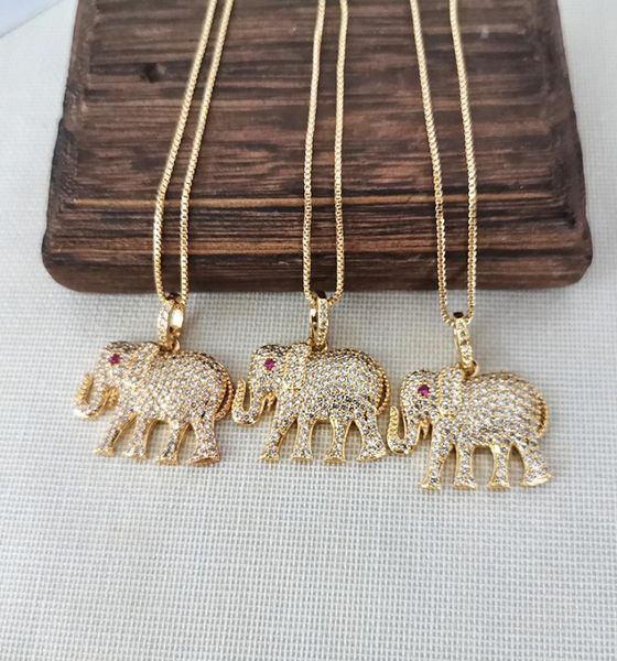 

new design micro pave full zircon red eye elephant shape charm pendant necklaces fashion jewelry good gift nk5606348427, Silver