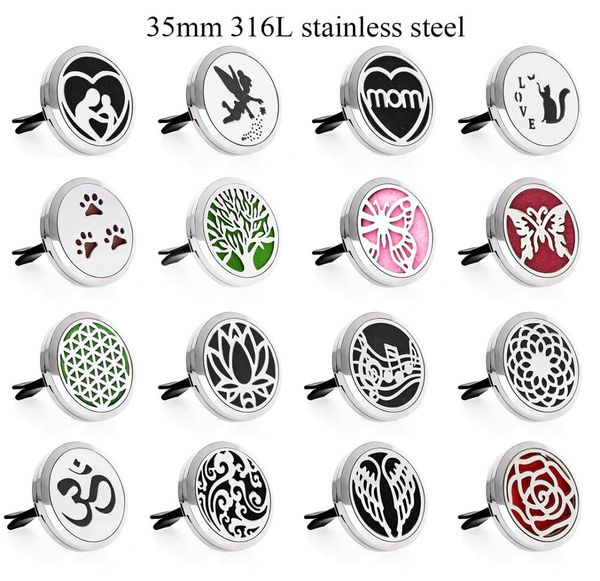 

316l stainless steel 35mm magnetic cloud om mom perfume locket car diffuser locket vent clip essential oil aroma locket magnetic 16473705, Slivery;golden