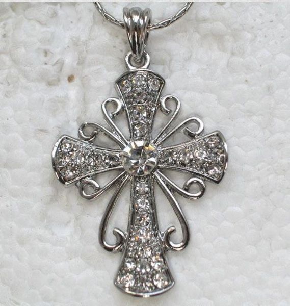 

whole crystal rhinestone cross necklaces pendants chains f1677858626, Silver