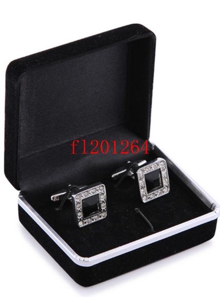 

100pcslot whole promotion black velvet cufflink box gift jewelry box for cufflinks3533822, Black;white