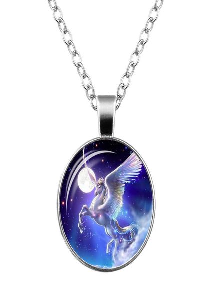 

unicorn necklaces time gemstone necklace glass pendant necklace1248076, Silver