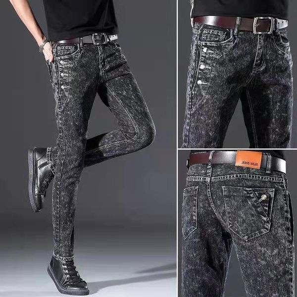 

t-shirt 2022 new arrival slim fit jeans men,fashion classic denim skinny jeans male men's casual trousers, White