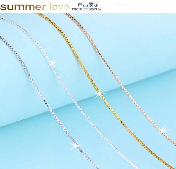

925 sterling silver 065mm 08mm box chain necklace 16quot 18quot for pendants whole jewelry making2203467