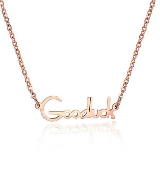 

simple designer titanium steel rose gold plated womens necklace for girls goodluck pendant choker chain necklace5494304, Silver