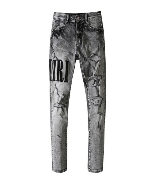 

2021 tiktok high quietly mens fashion straight slim ripped jeans trousers men streetwear motorcycle biker jean pants size 2938 7003815, Blue
