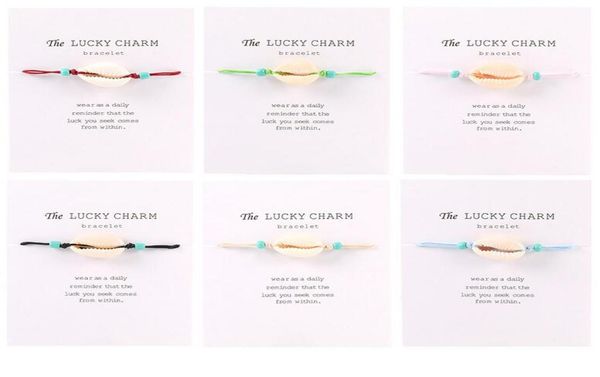 

natural shell lucky charm bracelets white card for women men beach seashell colorful string rope beads chains bangle diy jewelry i8344977, Golden;silver