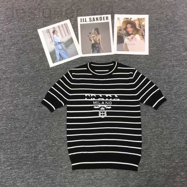 

women's sweaters designer 2023 luxury fashion sweater quality retro knitting p-jacquard short sleeve style xacv, White;black