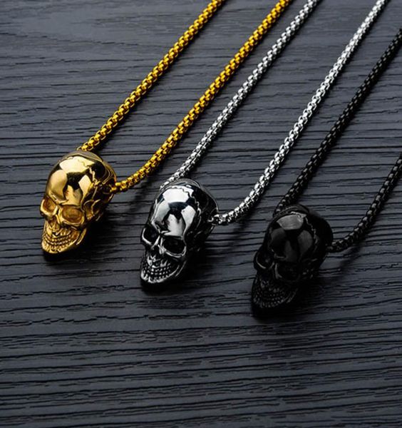 

punk stainless steel pendant necklace new arrival super gothic skull biker pendant mens skull necklace punkgothic necklace5908270, Silver