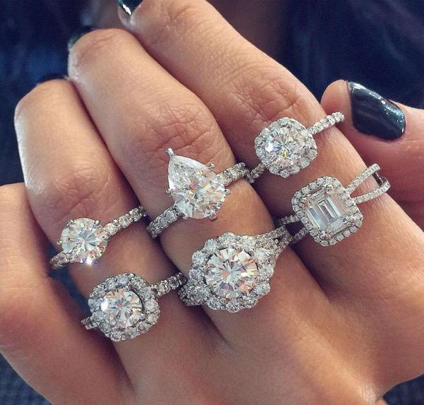 

10 designs new silver cubic zircon rings set bridal women engagement wedding luxury finger romantic love promise jewelry 20199159816