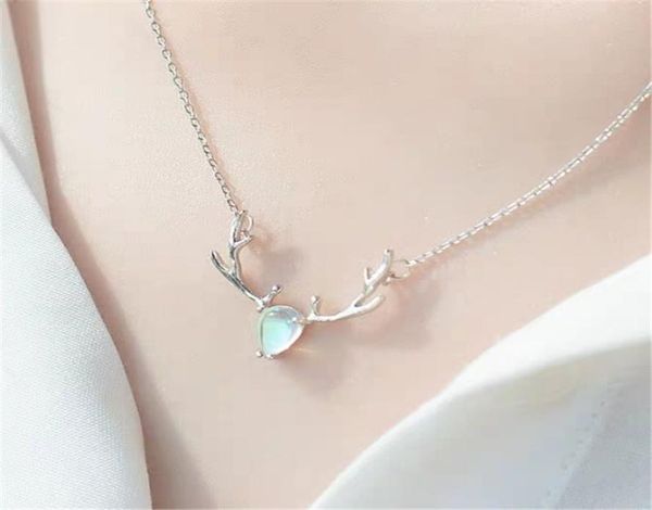 

s925 colorful elk necklace simple forest sterling silver clavicle chain net red personality temperament necklace jewelry women2485894