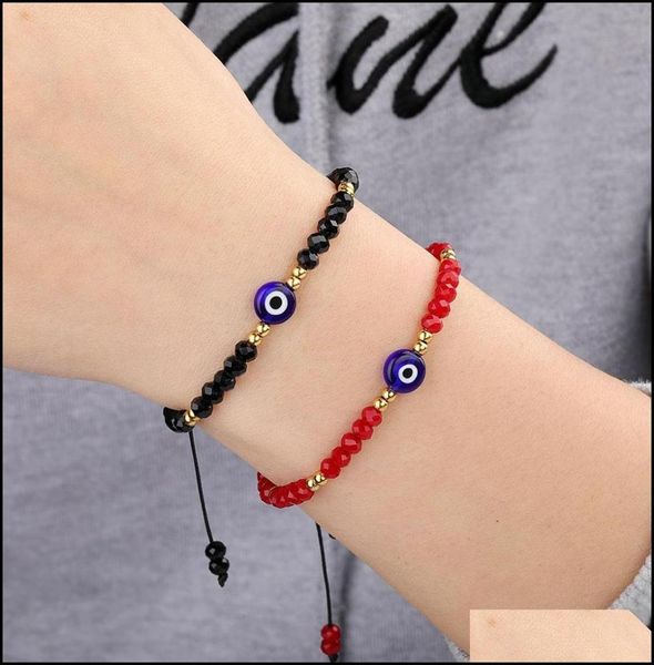 

charm bracelets jewelry braided evil blue eye bracelet handmade colorf crystal beads for women girl drop delivery 2021 qvsrl1579596, Golden;silver