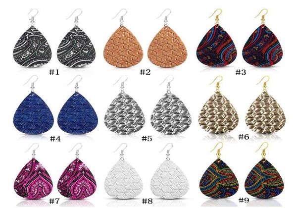 

bohemian ethnic printing dangle earrings for women pu leather double sided water drop statement earrings 2019 boho jewelry in bulk7127546, Silver