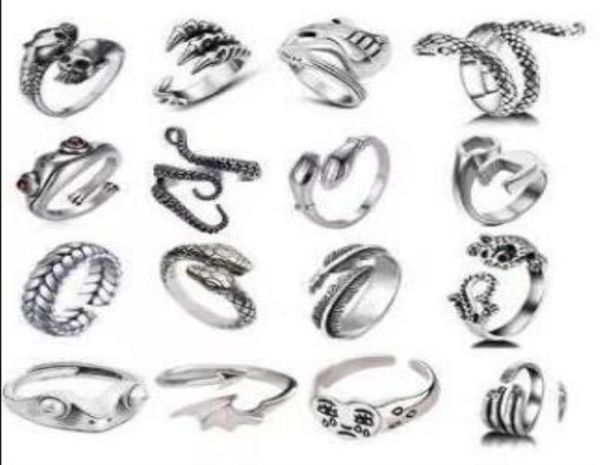 

whole mtidesign mix lot animal sier punk ring mens rocker cool alloy rings snake lion leopard dragon elephant owl gecko eagle5187323, Silver
