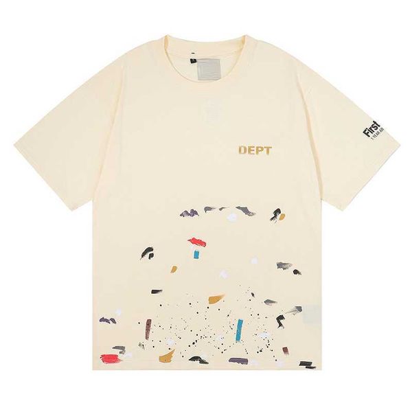 

stussys gal lavin mens designer t shirt casual man womens tees hand-painted ink splash graffiti letters loose short-sleeved round neck cloth, White;black