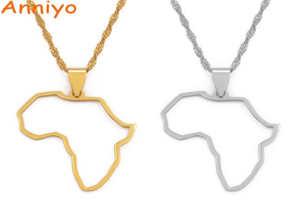 

anniyo africa profile pendant necklaces gold color african maps jewelry ethiopian nigeria ghana congo ethnic 1135215241295, Silver