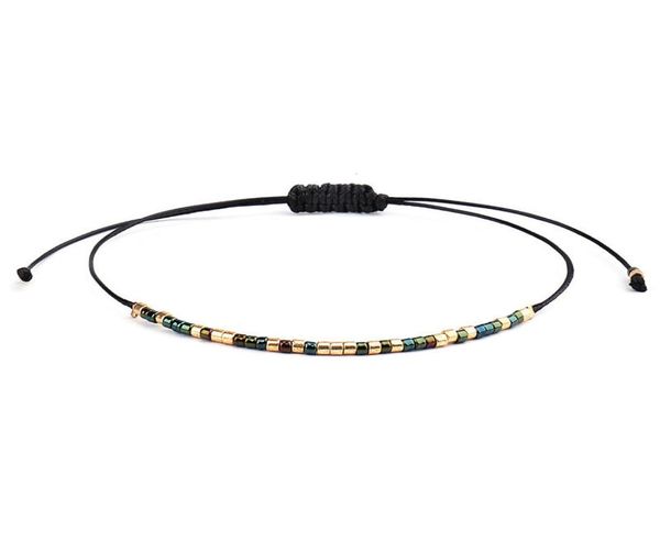 

bohemia beads charm bracelets jewelry red black pink blue handmade woven wax rope for women party bracelet gift2282768, Golden;silver