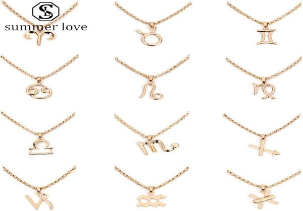 

12 constellation necklaces pendants elegant fashon alloy zodiac sign choker necklaces for women girls jewelry gifty5379407, Silver
