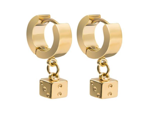 

fashion earrings woman rock jewelry square pendant cool ear piercing jewelry stainless steel dice dangle earrings6415251, Silver