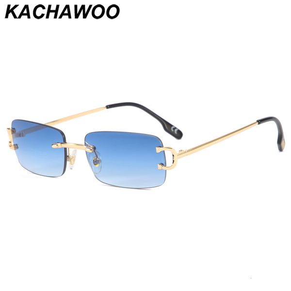 

sunglasses kachawoo retro rectangular sunglasses rimless male female uv400 small sun glasses fashion blue pink gold metal birthday gifts 230, White;black