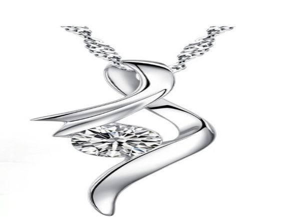 

love story 925 sterling silver pendant necklace rhodium plated center large diamond stone5630629