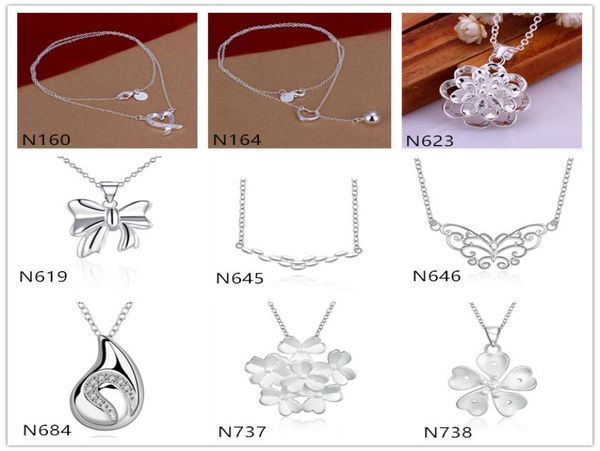 

butterfly flower 925 silver necklacewith chain 10 pieces a lot mixed style women039s gemstone sterling silver pendant neckla4394486
