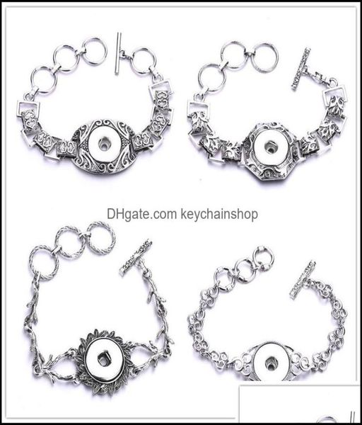 

charm bracelets jewelry vintage mixed styles 18mm snap button heart bracelet sier gold link chain three snaps buttons for women me5096702, Golden;silver