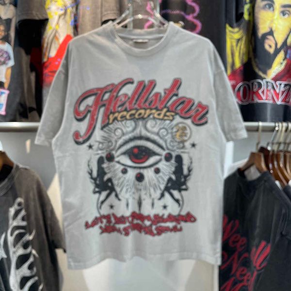 

men's t-shirts hip hop street hellstar studios tshirts eyes vintage loose washed old oversize short sleeve hellstar t-shirt for men wom, White;black