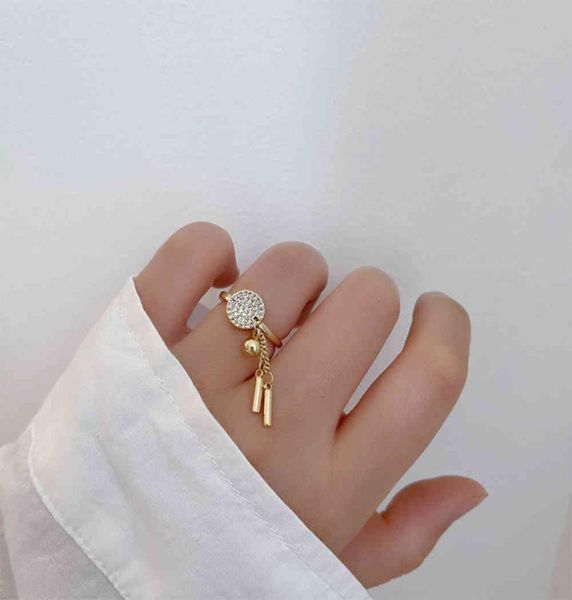

french design feeling micro inlaid zircon chain tassel ring super fairy personality sen fashion4473135, Silver