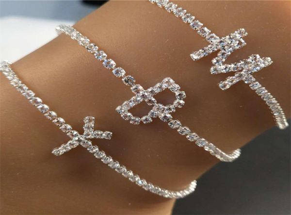 

luxurious alphabet leg bracelets for women foot gold silver chain jewelry rhinestone feet chain friendship gifts letter initial an2563637, Red;blue