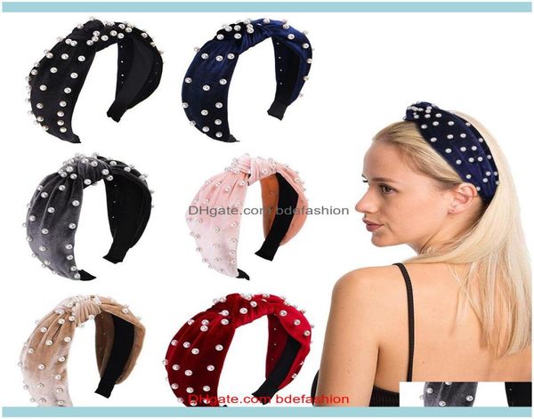 

jewelry jewelrypearl knot headbands fashion women outdoor veet sticks girls travel head wrap lady party hair aessories tta1566 dro4357765, Silver