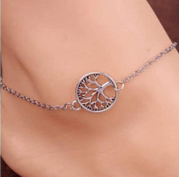 

ankle bracelets girls the tree of life beach anklets foot jewelry antique silver9903197, Red;blue