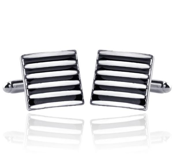 

new arrive men039s shirt cufflinks metal men enamel stripe cuff links for wedding party fashion simple men sleeve shirt french 8557036, Silver