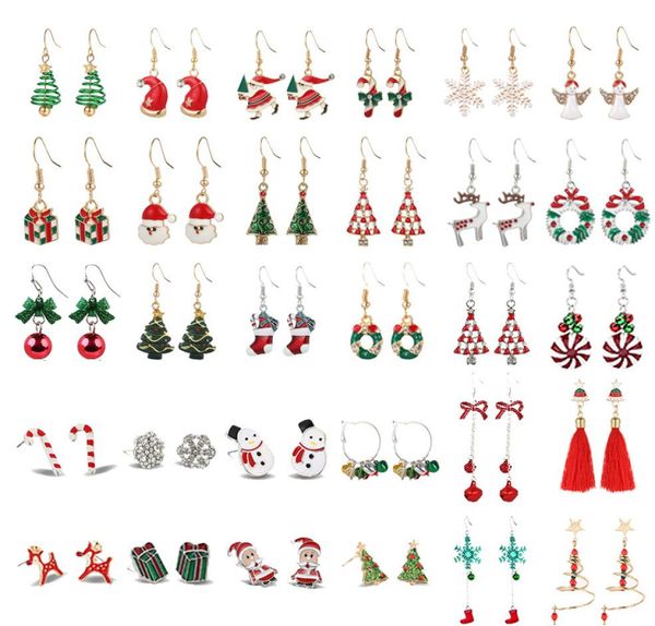 

christmas dangle earrings snowflake jingle bell reindeer xmas tree for women girl cute party gifts5330823, Silver