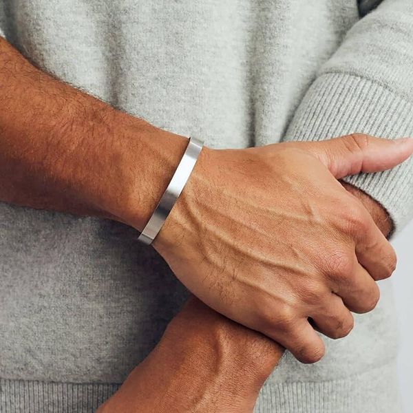 

cuff bracelets for men silver cuff bracelet leaves pattern twisted open bangle, Black
