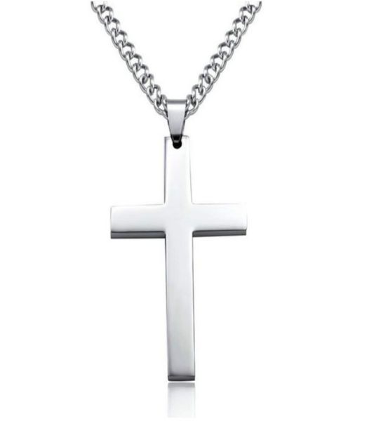 

mens stainless steel cross pendant necklaces men s religion faith crucifix charm titanium steel chain for women fashion jewelry gi4805746, Silver