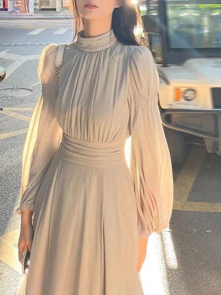 

basic casual dresses french design vintage midi dres korean beach elegant office lady party female 2023 spring 230707, Black;gray