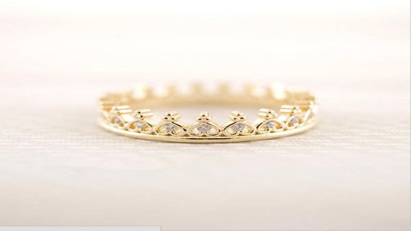 

fashion crown with rhinestones rings gold silver rose color optional for women5296910, Golden;silver