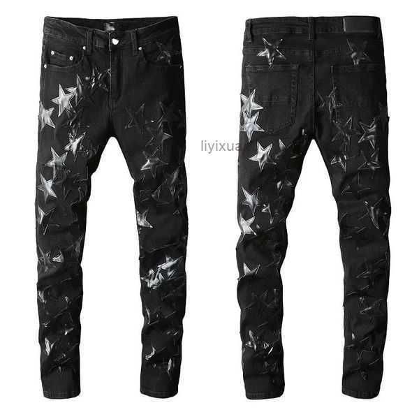 

designer ami jeans rips skinny hip ami for men ripped mens pants with holes denim man straight leg slim fit zipper fashion bikers motorcycle, Blue