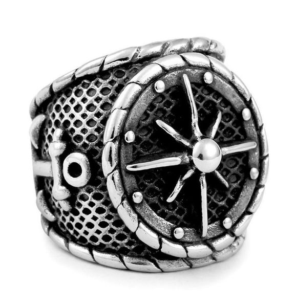 

316l stainless steel steampunk ring gothic anchor blacksilver colour ring for fashion men anniversary day gift sizes 7 to 147840424, Silver