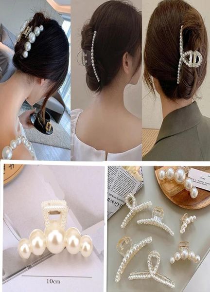 

big pearls hair clip claws acrylic clamps tiktak hyperbole hairclips barrettes headwear jewelry accessories for women9541893, Slivery;golden