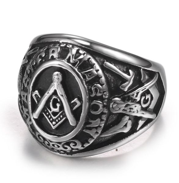 

rertro black silver gold men039s mason masonry ring jewel whole retail masonic signet ring jewellery8131794, Golden;silver