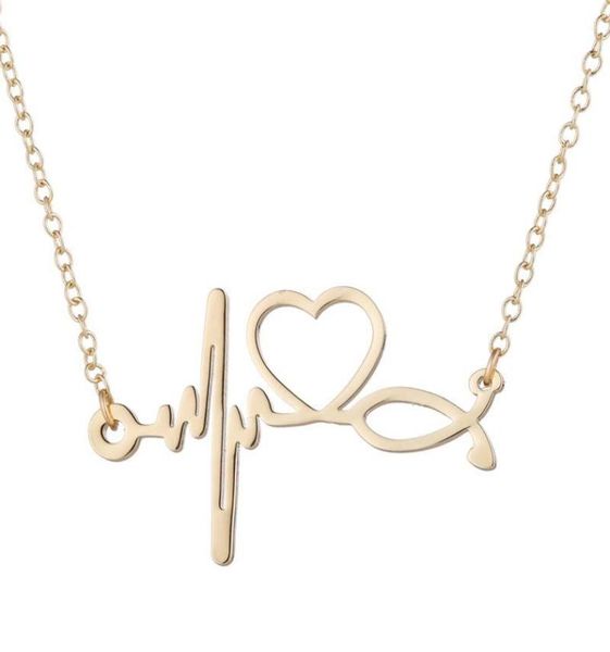 

heart pendant necklace gold stainless steel stethoscope necklace gifts for nurse doctor jewelry7617053, Silver
