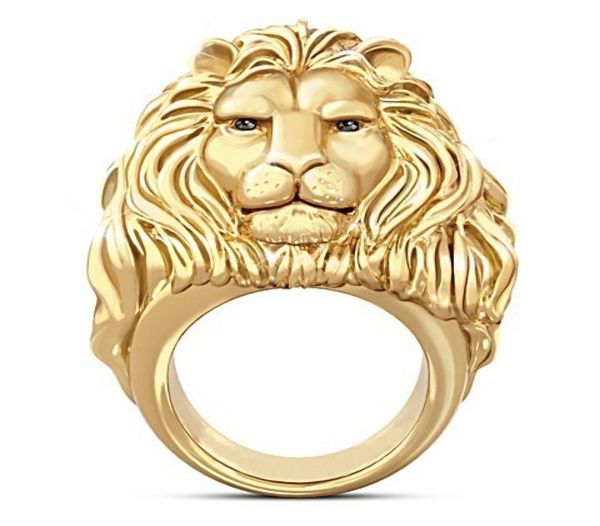 

big vintage gold large rings lion head rings for man custom animal ring jewellery alloy punk men039s biker2494549, Silver