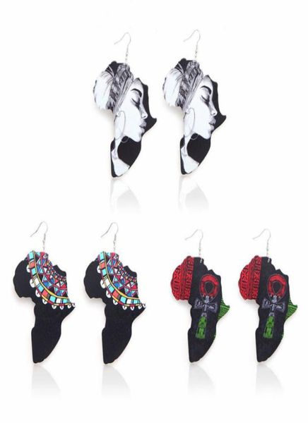 

africa map colorful wood pendant dangle earrings women fashion africa style geometric wooden eardrop ear hook earring jewelry6725726, Silver