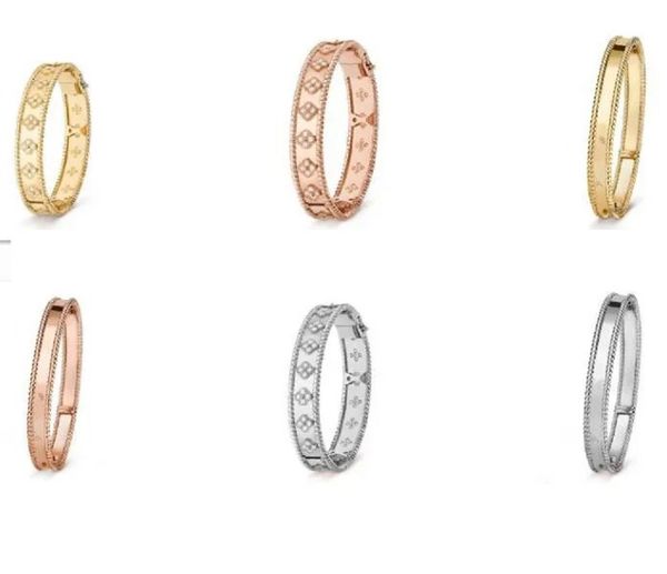 

100% 925 silver tennis fashion bangle four leaf clover kaleidoscope bracelet gold flower cleef for women girls valentine's jewelry mens, Black