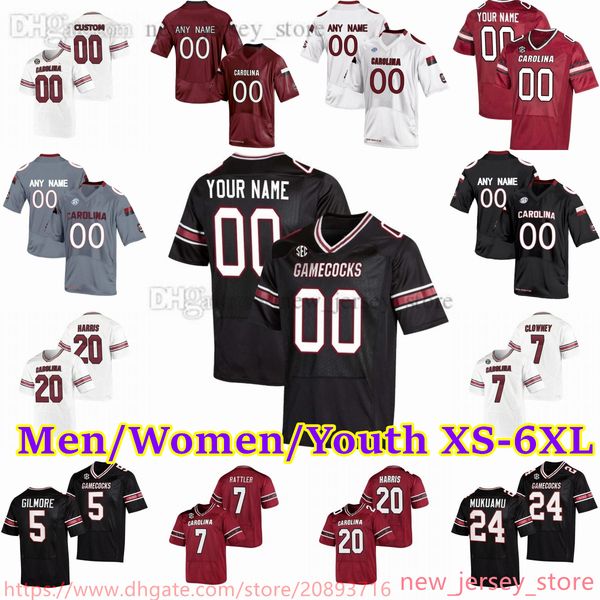 

2023 custom s-6xl ncaa south carolina gamecocks football jersey 9 cam smith 24 israel mukuamu 5 stephon gilmore 81 hayden hurst 6 melvin ing, Black