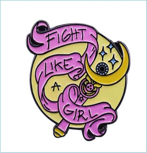 

pins brooches feminism enamel brooches pin fight like a girl sailor moon magic wand badge womens brooch clothes bag accesso dhgard6054095, Gray