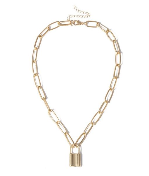

personalized punk geometric necklace with simple lock01235196059, Silver